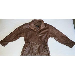 True Vtg Pelle New York Milano Men's size small unisex leather trench coat